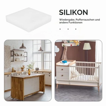 Antivibrační podložka, bílá, 9,94 x 9,94 x 2,3 cm, silikonová, tlumič vibrací pro pračku a sušičku,