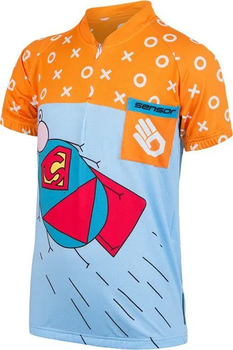 Detský cyklistický dres Sensor Zupaman modrý/oranžový, veľkosť 150