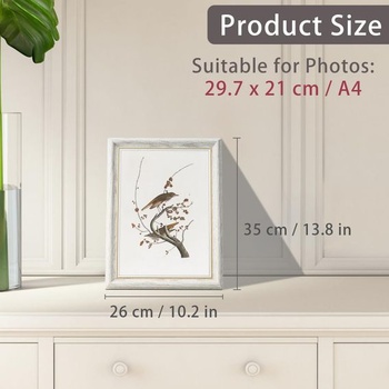 Vintage fotorámiky A4, sada 2 kusov, retro fotorámiky na zavesenie a postavenie, shabby chic rámčeky