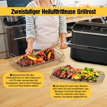 Príslušenstvo k teplovzdušnej fritéze kompatibilný s Ninja AF500EU, 2poschodový rošt do teplovzdušnej