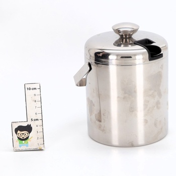 Nerezový zásobník na ľad SilverRack s vekom a kliešťami [1,3l] - zásobník na ľad na ľadové kocky