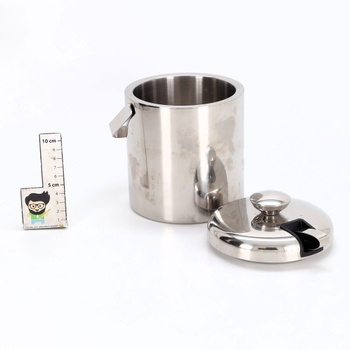Nerezový zásobník na ľad SilverRack s vekom a kliešťami [1,3l] - zásobník na ľad na ľadové kocky