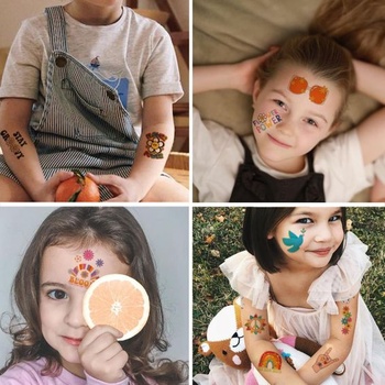 CHARLENT 79 dielikov Hippie dočasné tetovanie pre deti, kvetinové motívy