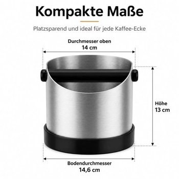URMONA Portafilter Knock Box 1,3 l, příslušenství na kávu z nerezové oceli