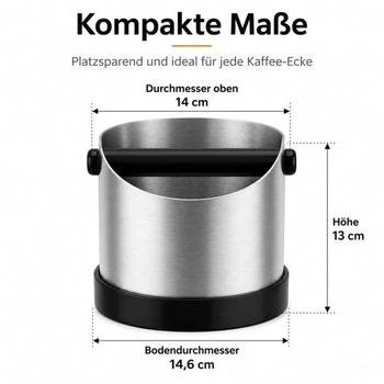 URMONA Portafilter Knock Box 1,3 l, príslušenstvo na kávu z nerezovej ocele