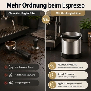 URMONA Portafilter Knock Box 1,3 l, príslušenstvo na kávu z nerezovej ocele