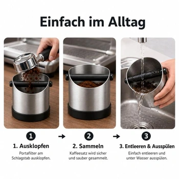 URMONA Portafilter Knock Box 1,3 l, príslušenstvo na kávu z nerezovej ocele