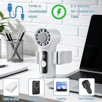 Přenosný ruční ventilátor, vysokorychlostní turbo mini ventilátor 18 000 ot./min, 6 rychlostí