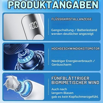 Přenosný ruční ventilátor, vysokorychlostní turbo mini ventilátor 18 000 ot./min, 6 rychlostí