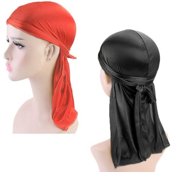 2dílná sada dlouhých šátků Durag, unisex pánské hedvábné pirátské šátky s dlouhými ocasy a širokými