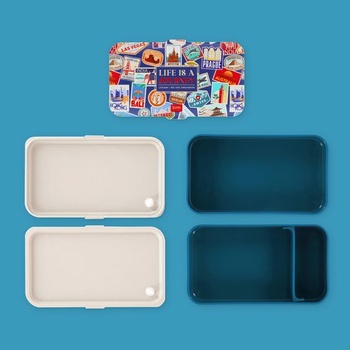LEGAMI – Olovrantový box, 3 príbory vrátane, cestovné samolepky, nádoba, objem 1200 ml, nepriepustná,