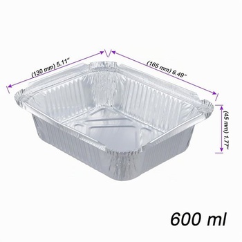 125 kusov 600ml hliníkových misiek s vekami, malé jednorazové hliníkové nádoby, obdĺžnikové hliníkové