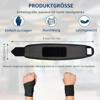 Zápěstní bandáže Beugo Gym, lehké zápěstní bandáže pravé a levé, 2 kusy - A - černé