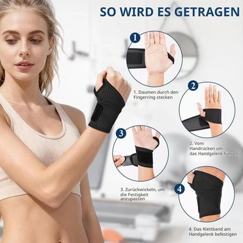 Zápěstní bandáže Beugo Gym, lehké zápěstní bandáže pravé a levé, 2 kusy - A - černé
