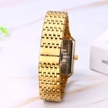 JewelryWe Pár hodinek Digitální hodinky z nerezové oceli Binární hodinky Obdélníkový rámeček LED