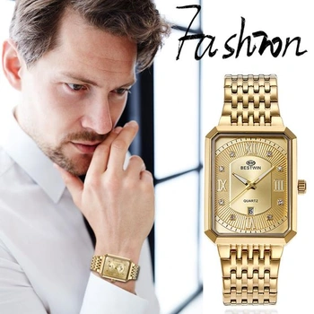 JewelryWe Pár hodinek Digitální hodinky z nerezové oceli Binární hodinky Obdélníkový rámeček LED