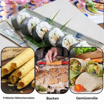 Silikonová podložka na sushi 27,5 x 24,8 cm, nepřilnavá, podložka na sushi, opakovaně použitelná