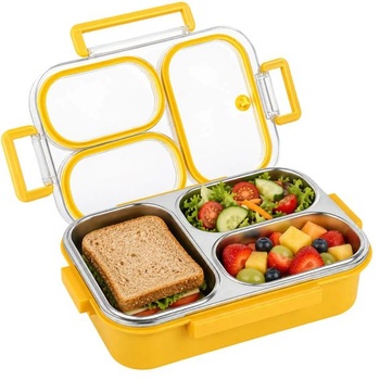 Detský desiatový box z nerezovej ocele, 3 priehradky, 750 ml, desiatový box a bento box