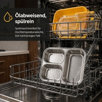 Detský desiatový box z nerezovej ocele, 3 priehradky, 750 ml, desiatový box a bento box