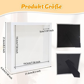 ALULU 3D fotorámeček k výplni, hloubka 5 cm, bílý - 21,6 x 21,6 x 6,5 cm