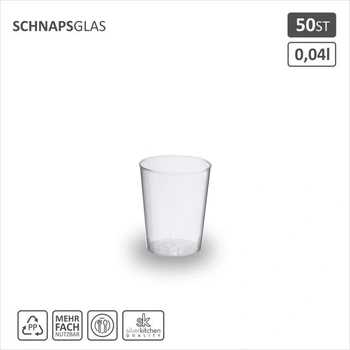 50 opakovaně použitelných plastových skleniček na panáky (4 cl) s plnicí ryskou - vhodné do myčky