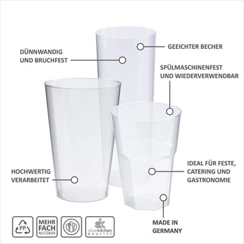 50 opakovaně použitelných plastových skleniček na panáky (4 cl) s plnicí ryskou - vhodné do myčky