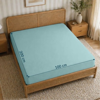 Prestieradlo Twinzen 100x200cm, veľký klobúk 25cm, Aqua Aqua 100 x 200 cm