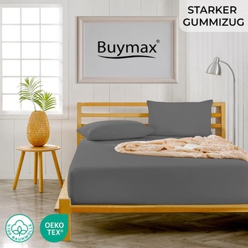 Prostěradlo Buymax 100x200cm, 100% bavlna, úplet, pro matrace do hloubky 25 cm, antracitově šedá,