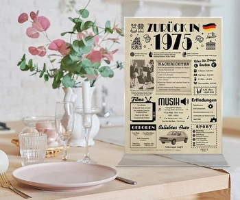 Dárky k 51. narozeninám muže - Vtipná karta k 51. narozeninám pro ženu, 1975 [A4 bez rámečku]