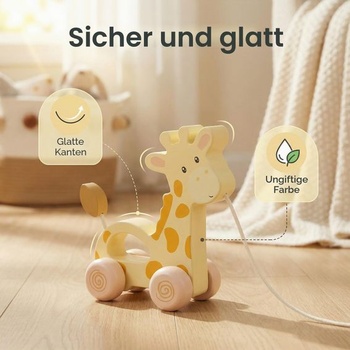 Drevená hračka WoodenFun s žirafou pre batoľatá od 1 roka, pre motorické zručnosti