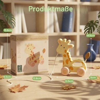 Dřevěná hračka WoodenFun s žirafou pro batolata od 1 roku, pro motorické dovednosti