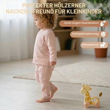 Dřevěná hračka WoodenFun s žirafou pro batolata od 1 roku, pro motorické dovednosti