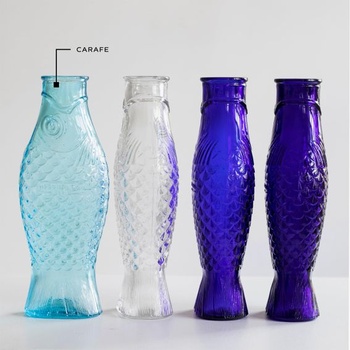 Paola Navone FISH & FISH Fľaša, 85 cl - Svetlo modrá karafa