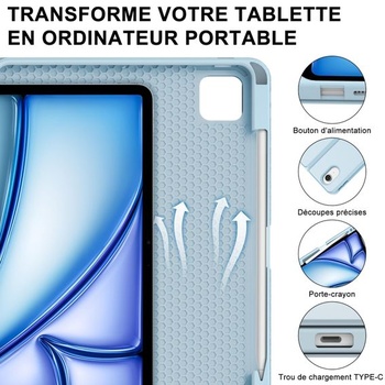 Klávesnice pro iPad Air 11 palců M3/M2 (2025/2024), francouzská klávesnice AZERTY, odnímatelná,