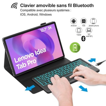 IVEOPPE pouzdro s klávesnicí pro Lenovo Idea Tab Pro 12,7 palce 2025 s touchpadem, francouzské