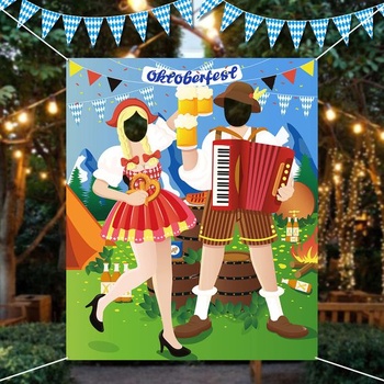 HOWAF Vtipný fotorekvizitný banner s motívom Oktoberfestu na dekoráciu Oktoberfestu, látkové