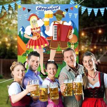 HOWAF Vtipný fotorekvizitný banner s motívom Oktoberfestu na dekoráciu Oktoberfestu, látkové