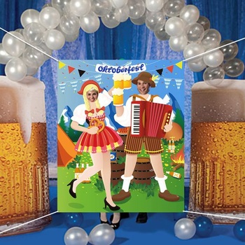 HOWAF Vtipný fotorekvizitní banner s motivem Oktoberfestu pro dekoraci Oktoberfestu, látkové