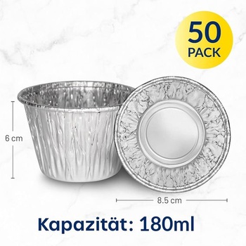 EBake hliníkové košíčky na muffiny – 180 ml/16 oz (50 kusov) Opakovane použiteľné košíčky na
