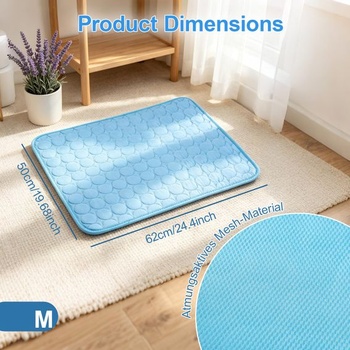 Samochladicí chladicí podložka pro psy a kočky, pro domácnost i na cesty, modrá, střední (62*50 cm)
