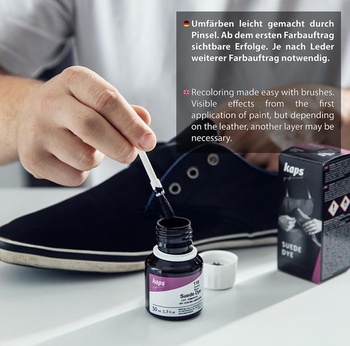 Vreciek Suede Dye, farbivo na topánky určené pre nubukovú a semišovú kožu, na opravu vyblednutej obuvi,