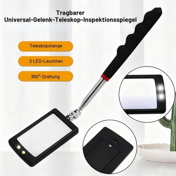 Inšpekčné zrkadlo, teleskopické s LED osvetlením, flexibilné a nastaviteľné inšpekčné zrkadlo,