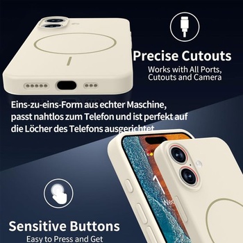 Púzdro pre iPhone 16 kompatibilné s MagSafe, prémiové silikónové púzdro s podšívkou z mikrovlákna