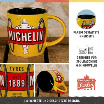 Nostalgický retro hrnček na kávu, 330 ml, Michelin – Tyres Bibendum Yellow