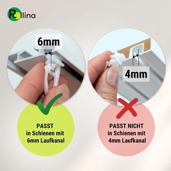X-gliders | Záclonové háčiky pre koľajnice so šírkou drážky 6 mm | Záclonové háčiky 100 X-gliders