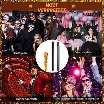 AUYAO Halloween Gothic Vintage vychádzková palička Kúzelnícka palička Cosplay rekvizity zlatá – 80 cm