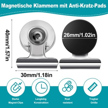 Jeffbaubl 24 kusů magnetických svorek, magnetické svorky, stříbrné