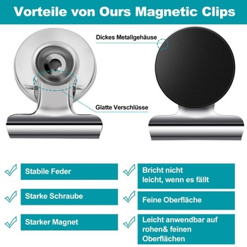 Jeffbaubl 24 kusů magnetických svorek, magnetické svorky, stříbrné