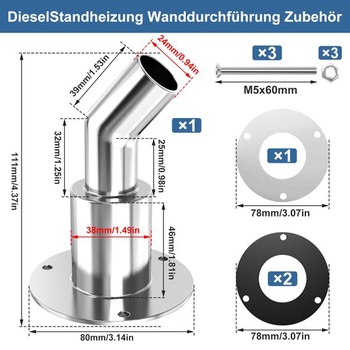 Výfuková koncovka pre nezávislé kúrenie Nuyoah Diesel, 24mm, ohnutá, príslušenstvo pre výfuk