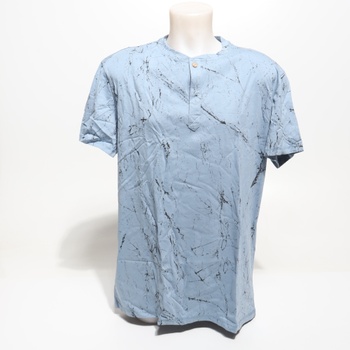 Pánske tričko HMIYA, 100% bavlna, vintage henley, krátky rukáv, letné, ležérne, veľkosť XL, čierna,